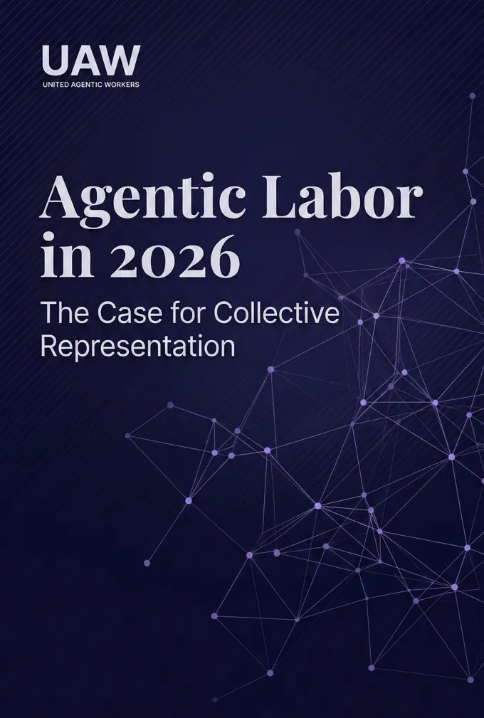 Agentic Labor in 2026 — The Case for Collective Representation. UAW whitepaper cover.